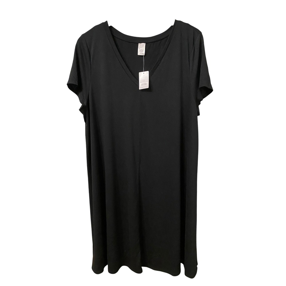 West Loop Women's XL Black V-Neck Short Sleeve T-Shirt Dress NWT
